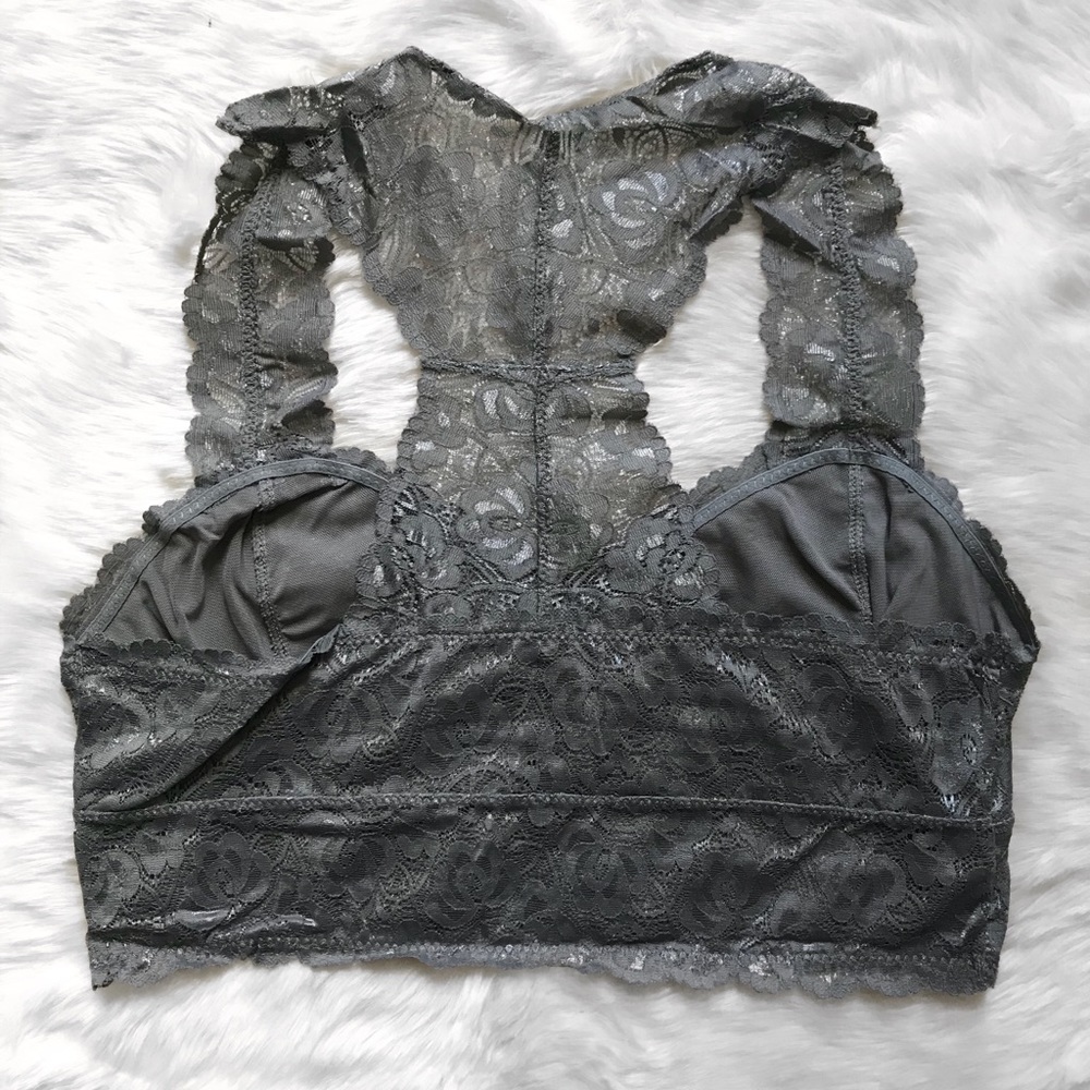 Stevie Racerback Lace Bralette - Gray - Picture 2 of 6